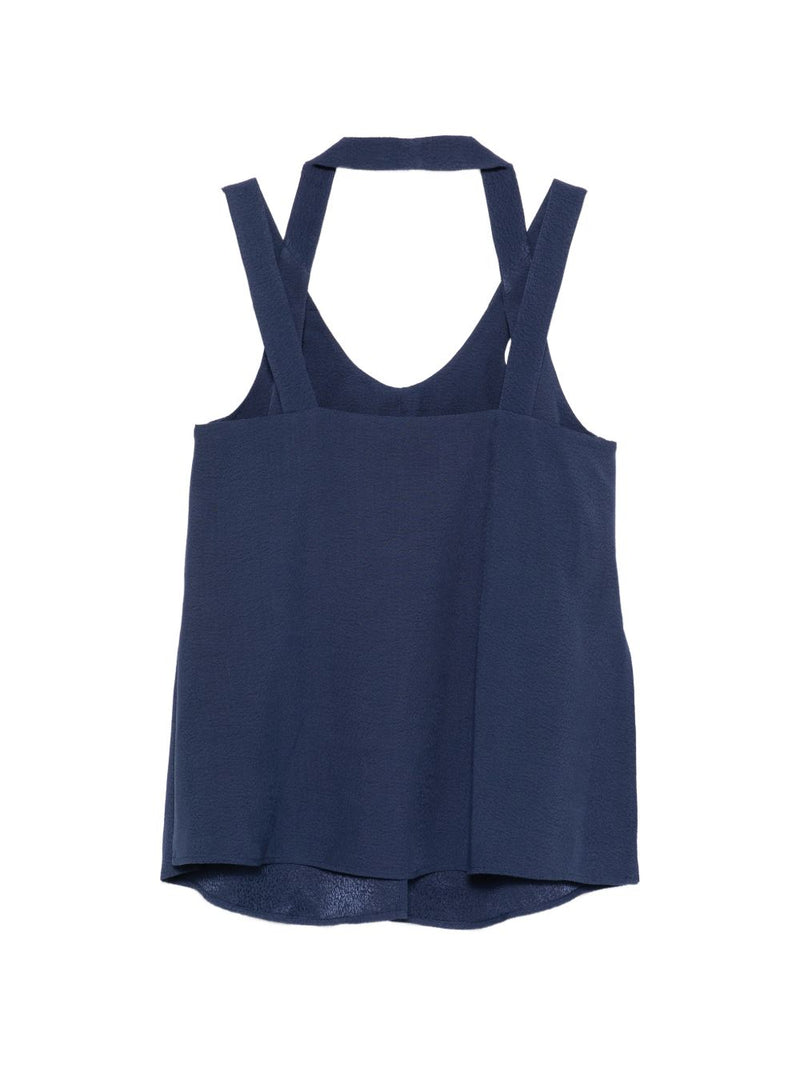 Emporio Armani V-neck button detail Sleeveless top | Urbalenti™ NYC