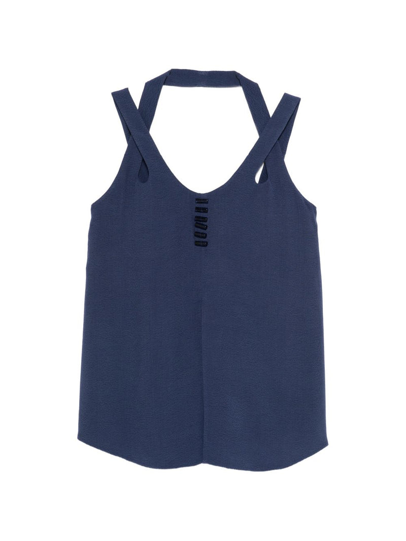 Emporio Armani V-neck button detail Sleeveless top | Urbalenti™ NYC