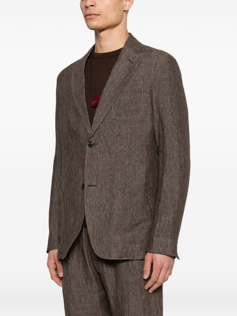 Emporio Armani Linen single-breasted blazer jacket | Urbalenti™ NYC