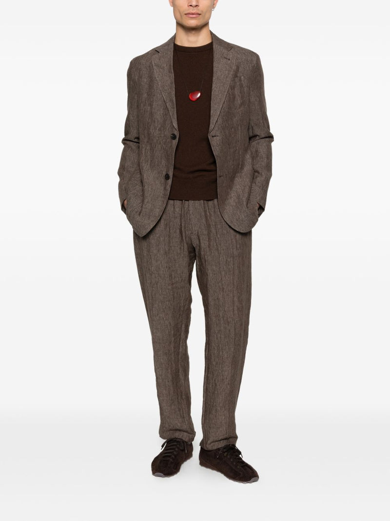 Emporio Armani Linen single-breasted blazer jacket | Urbalenti™ NYC
