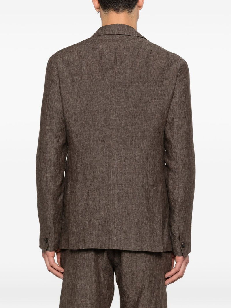 Emporio Armani Linen single-breasted blazer jacket | Urbalenti™ NYC