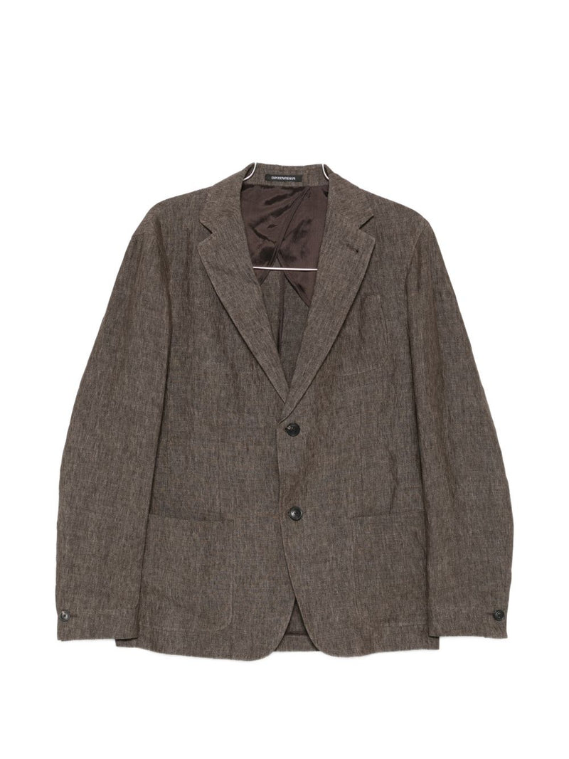 Emporio Armani Linen single-breasted blazer jacket | Urbalenti™ NYC