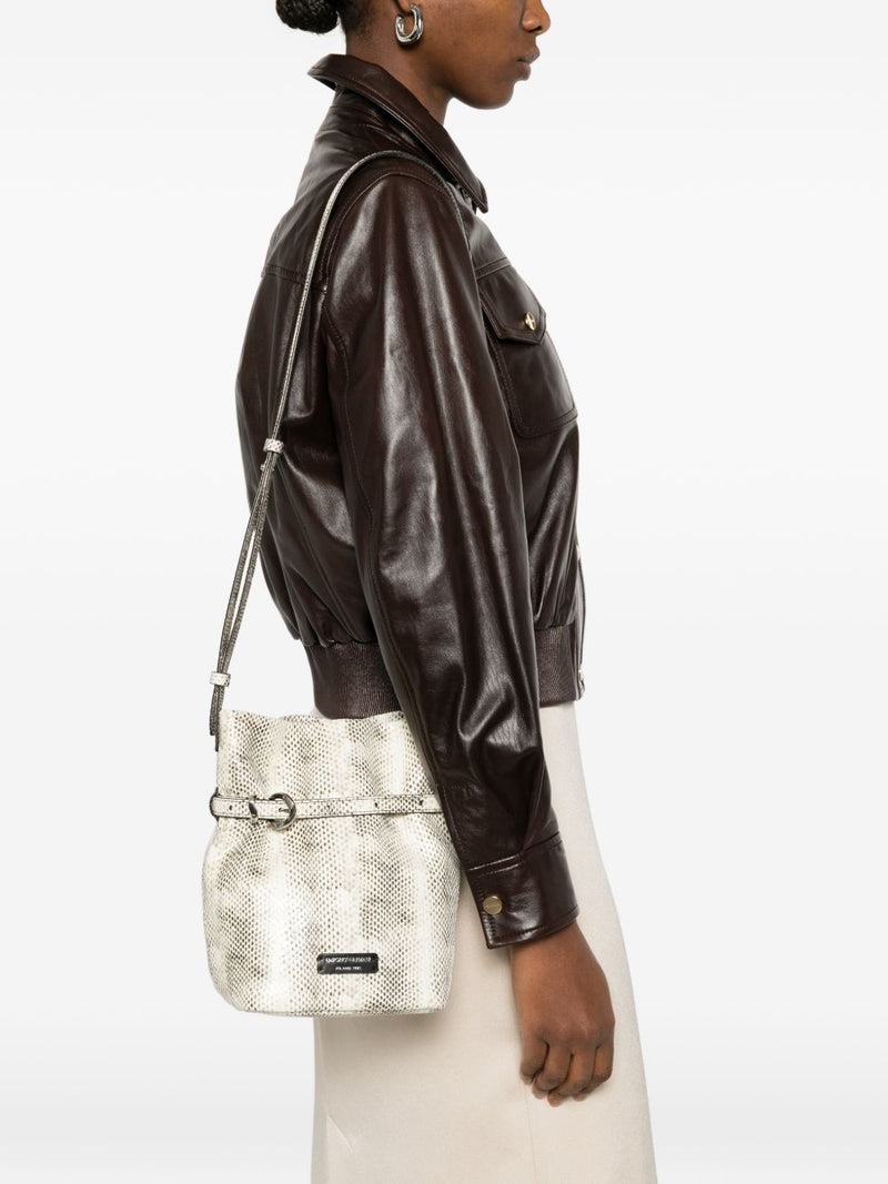 EMPORIO ARMANI EXCLUSIVE Python-Print Leather Bucket Bag | Urbalenti™ NYC