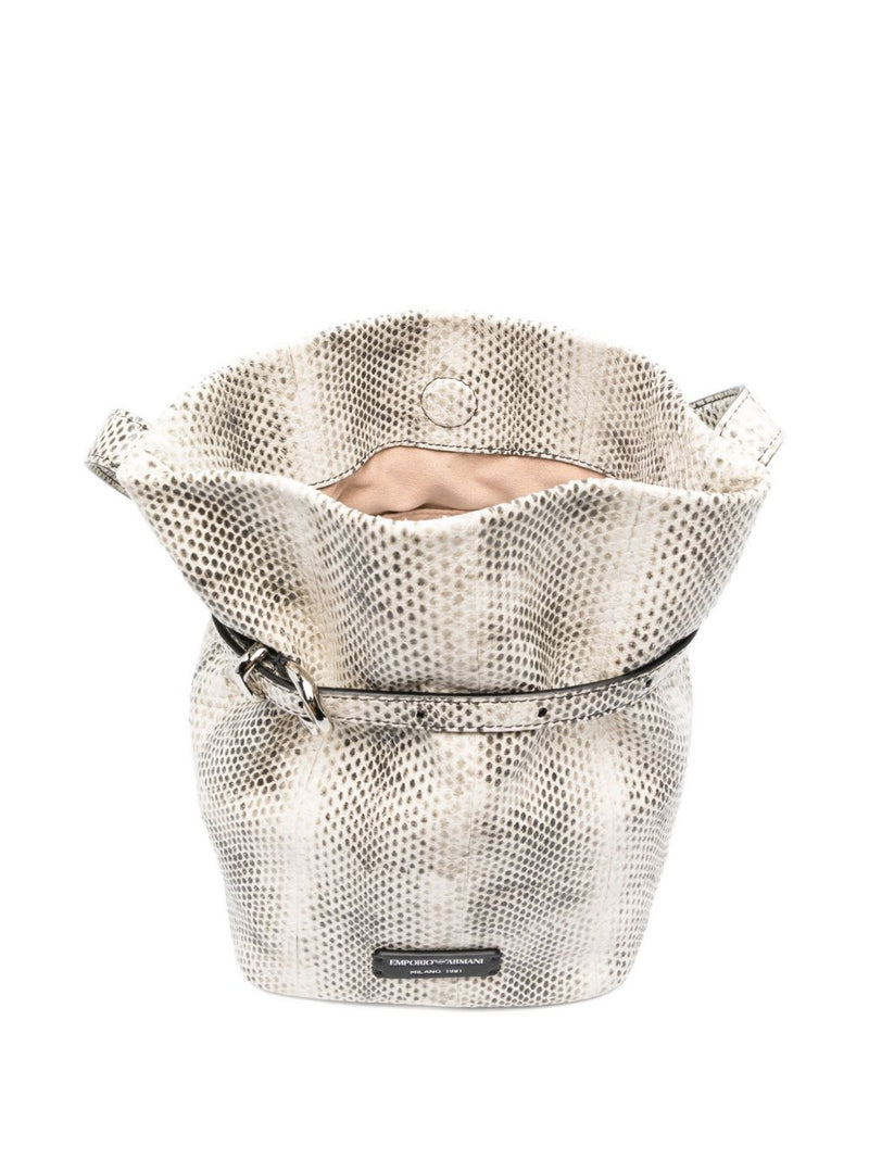 EMPORIO ARMANI EXCLUSIVE Python-Print Leather Bucket Bag | Urbalenti™ NYC