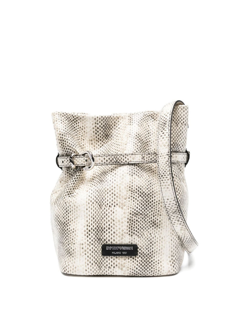 EMPORIO ARMANI EXCLUSIVE Python-Print Leather Bucket Bag | Urbalenti™ NYC