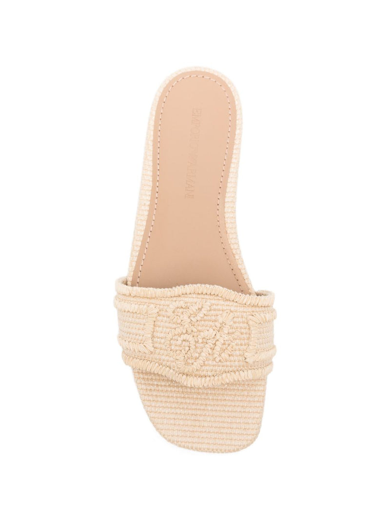 EMPORIO ARMANI EXCLUSIVE Woven raffia sandals | Urbalenti™ NYC