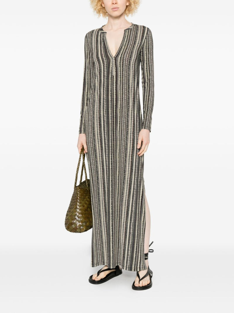 Siyu Siyu V-neck long sleeves side slits Baez kaftan dress