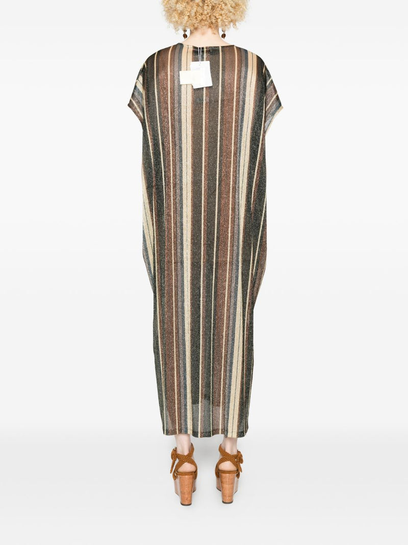 Siyu Siyu V-neck side slit Zoe striped kaftan dress