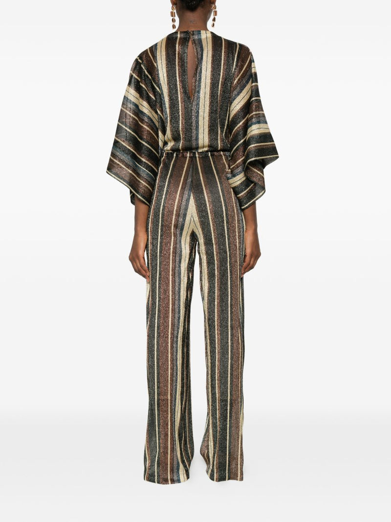 Siyu Siyu V-neck short sleeves Striped long jumpsuit