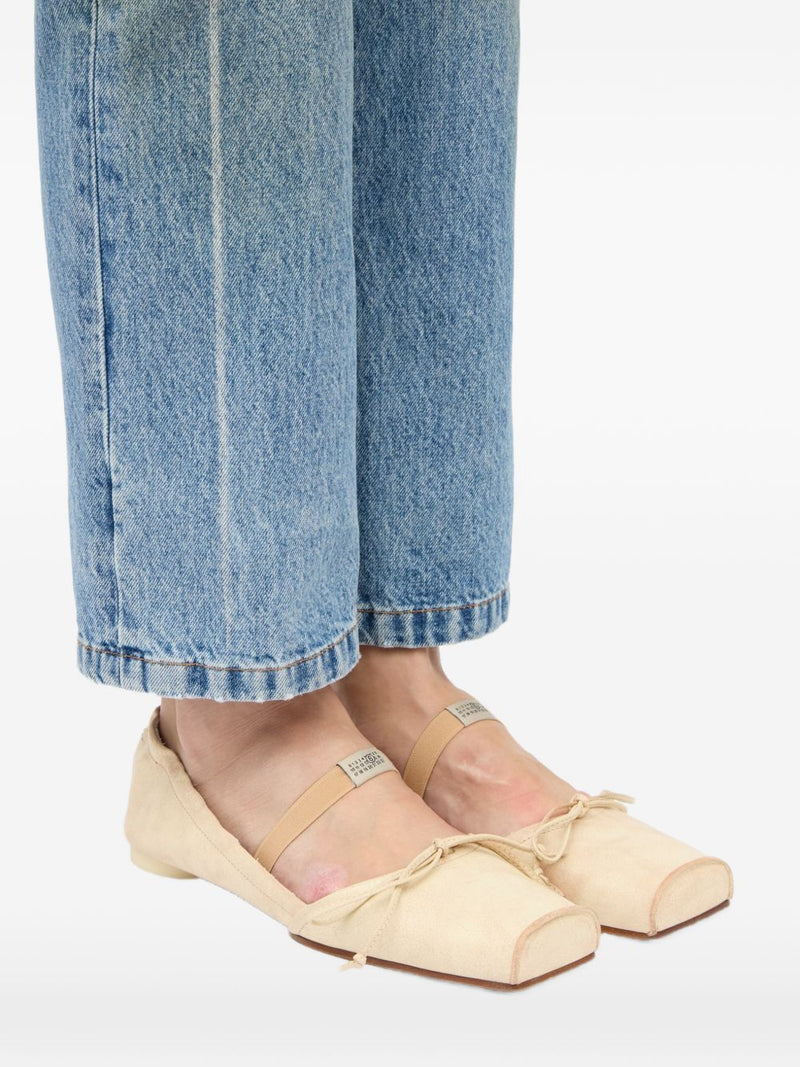 MM6 Maison Margiela MM6 Maison Margiela Square-toe leather ballerina shoes