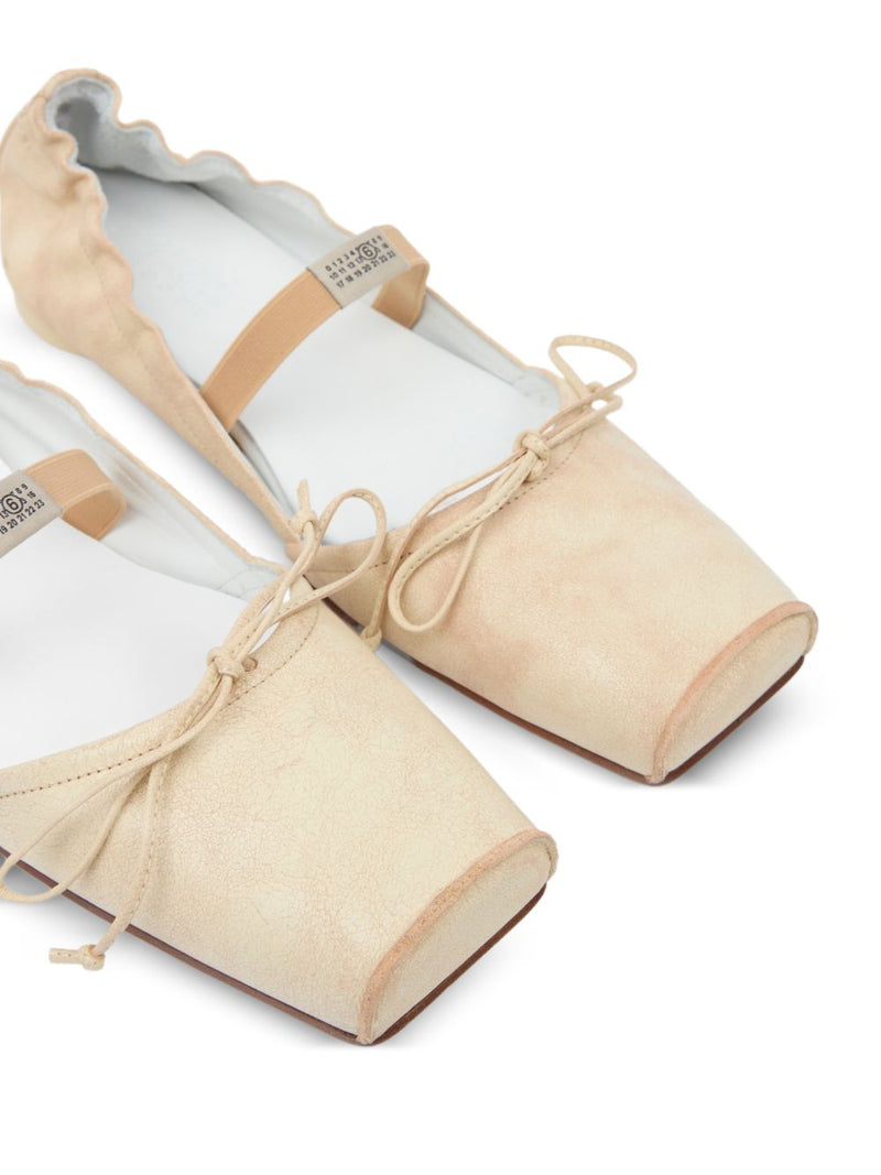 MM6 Maison Margiela MM6 Maison Margiela Square-toe leather ballerina shoes