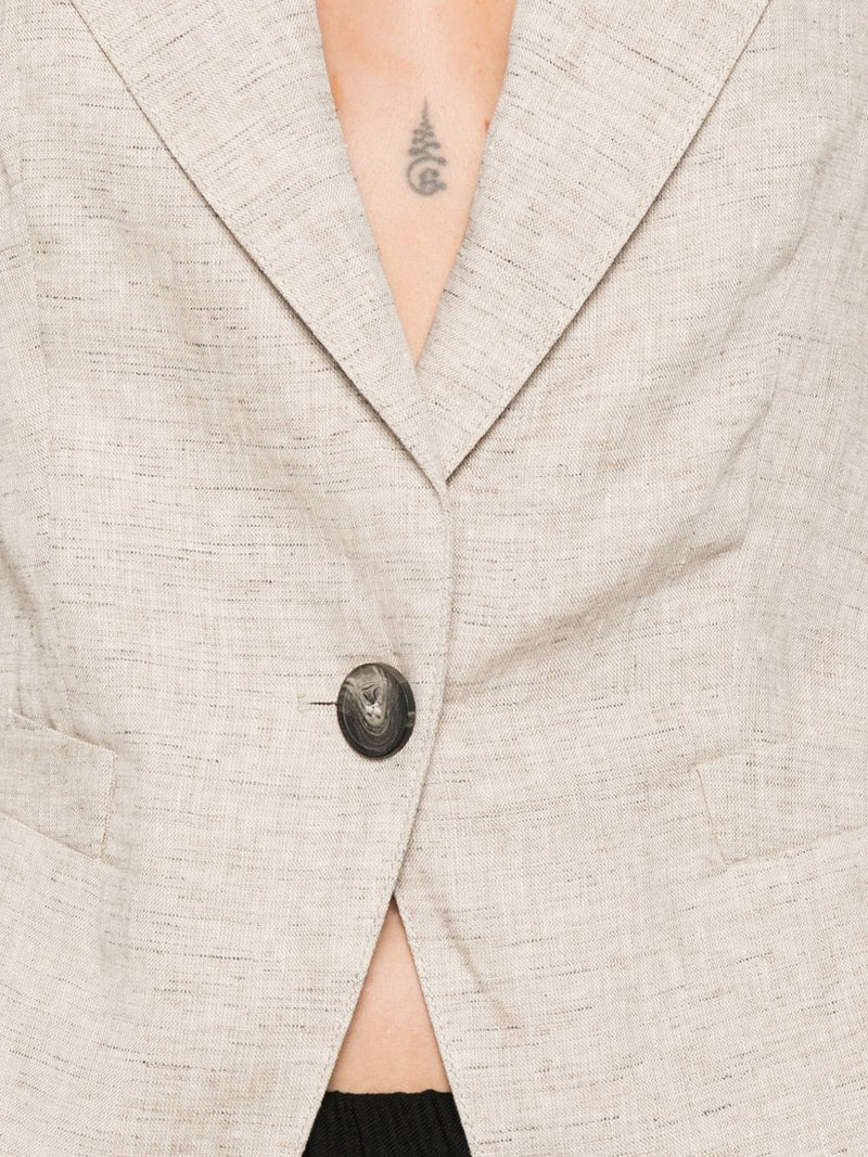 Emporio Armani Linen single-breasted jacket | Urbalenti™ NYC