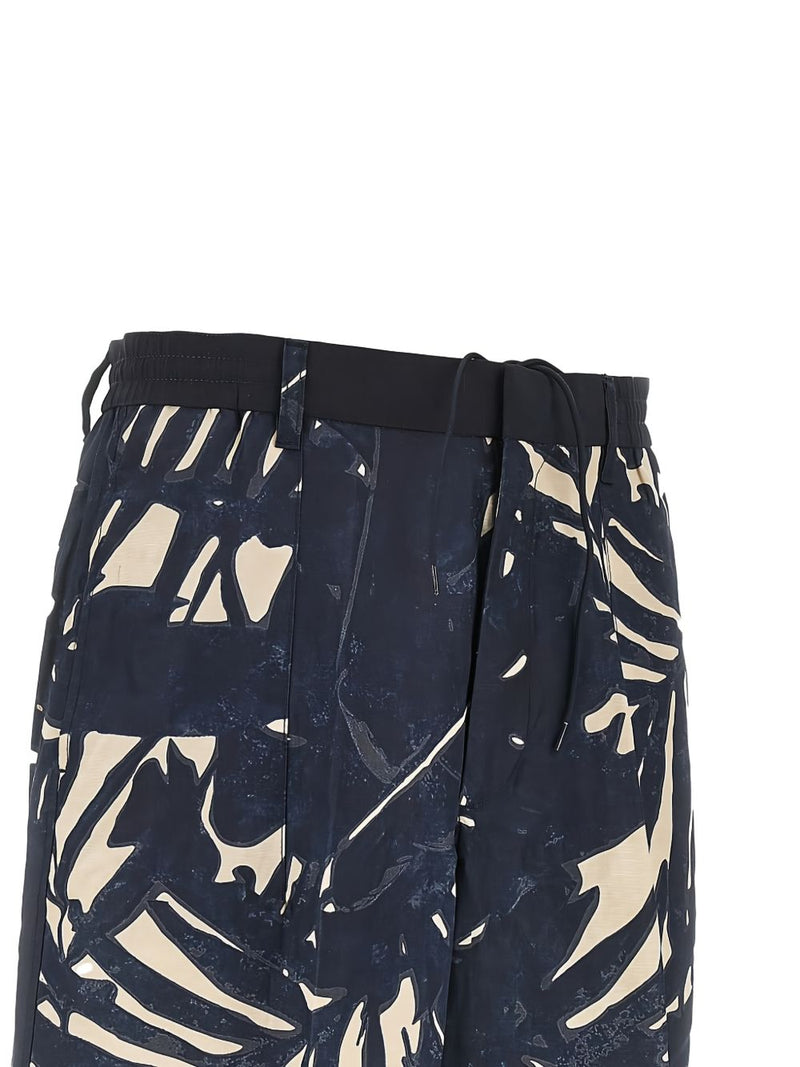 Emporio Armani Printed linen blend shorts | Urbalenti™ NYC