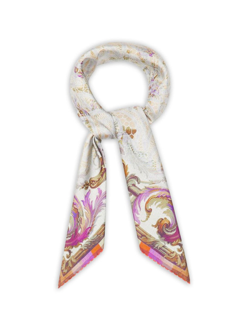 Pierre Louis Mascia Pierre Louis Mascia White, floral print, border detail Printed silk scarf