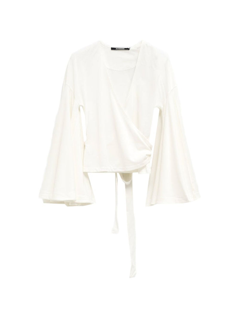 JACQUEMUS V-neck long sleeves La Cache Coeur Ventadou top | Urbalenti™ NYC