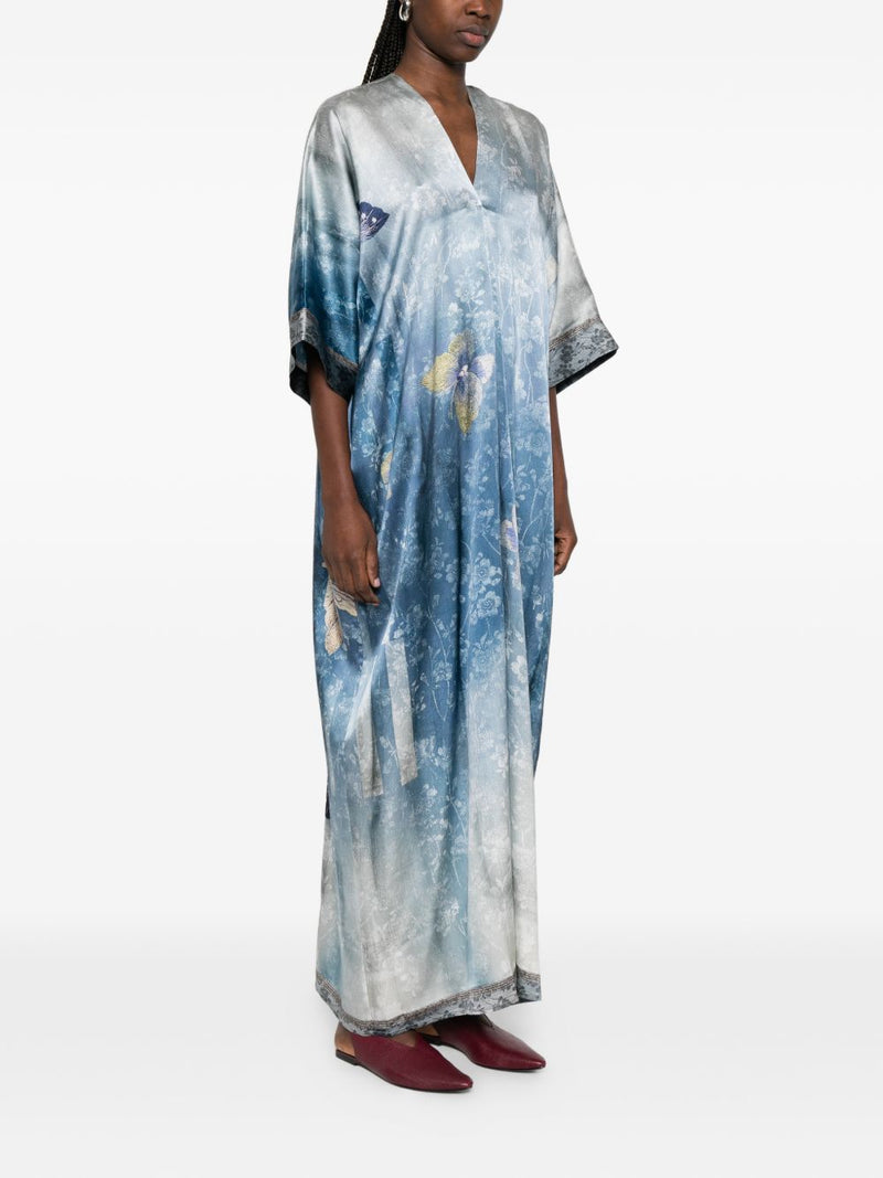 Pierre Louis Mascia Pierre Louis Mascia V-neck, short sleeves, printed Pritned silk dress