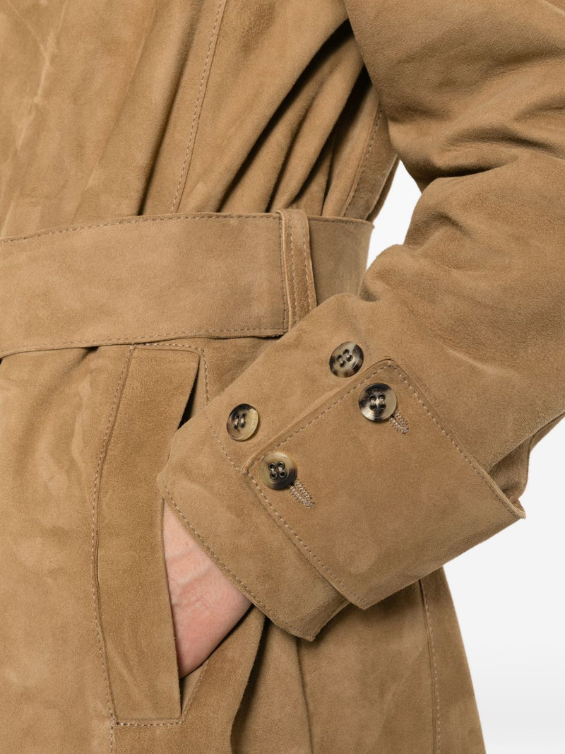 Golden Goose Suede leather trench coat | Urbalenti™ NYC