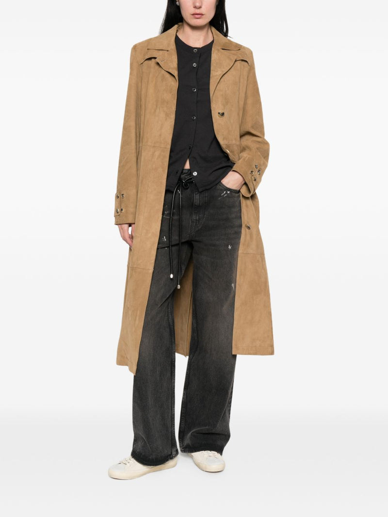 Golden Goose Suede leather trench coat | Urbalenti™ NYC