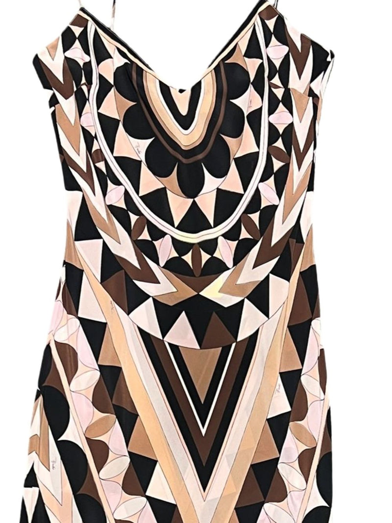 Pucci V-neck sleeveless slip-on style Printed silk long dress | Ur... | Urbalenti™ NYC