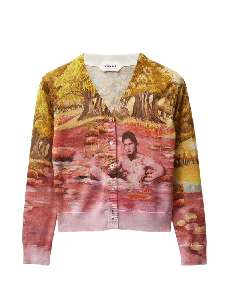 Versace IT Printed silk cardigan | Urbalenti™ NYC