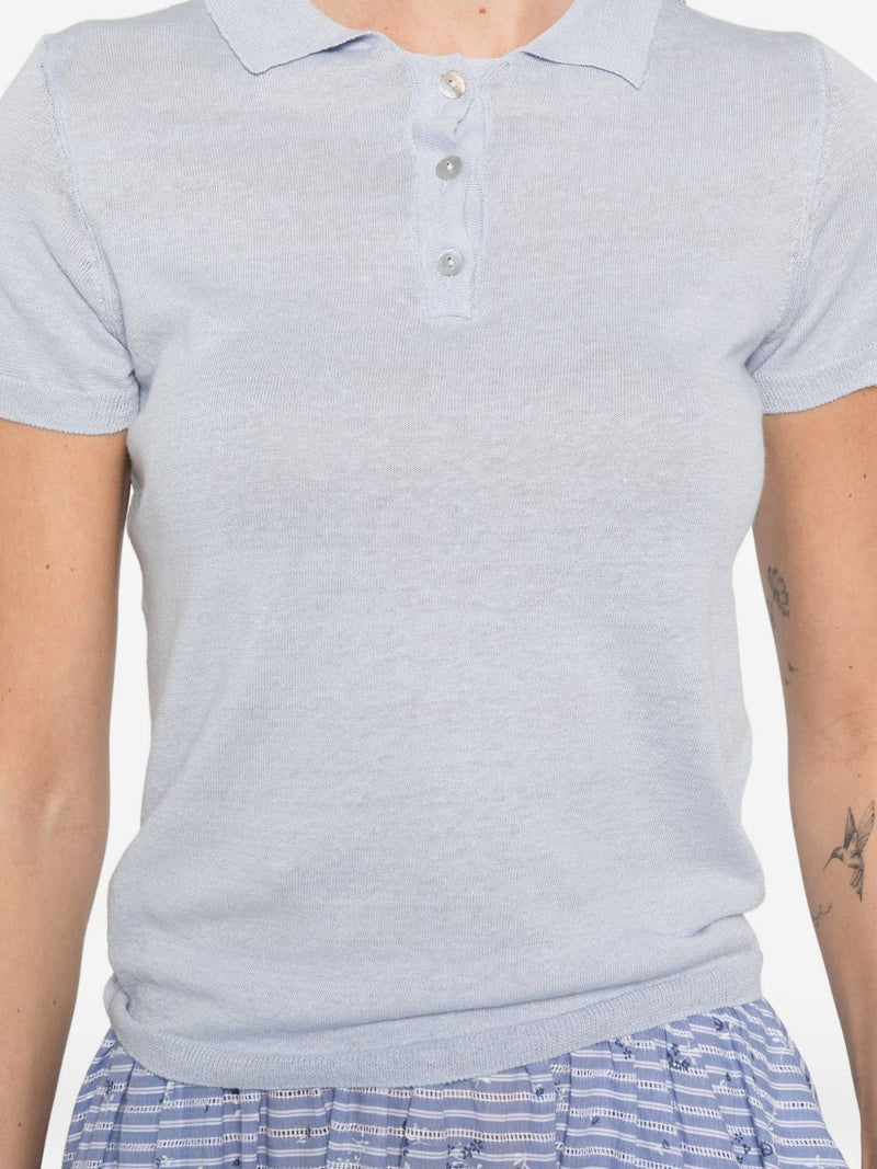Base Base Linen and cotton blend polo shirt