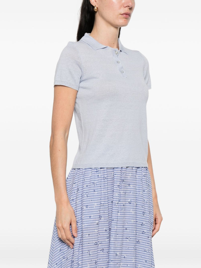 Base Base Linen and cotton blend polo shirt