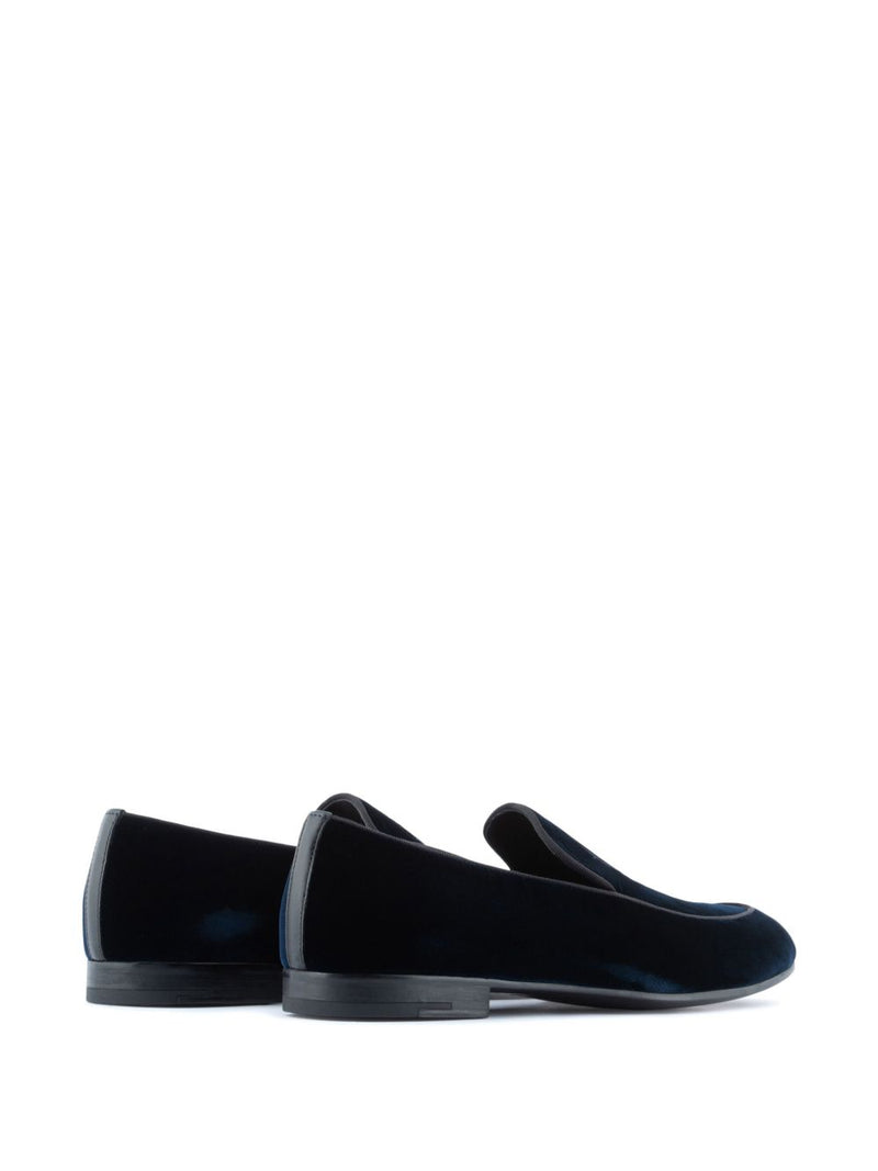 Giorgio Armani Giorgio Armani Embroidered logo velvet loafers