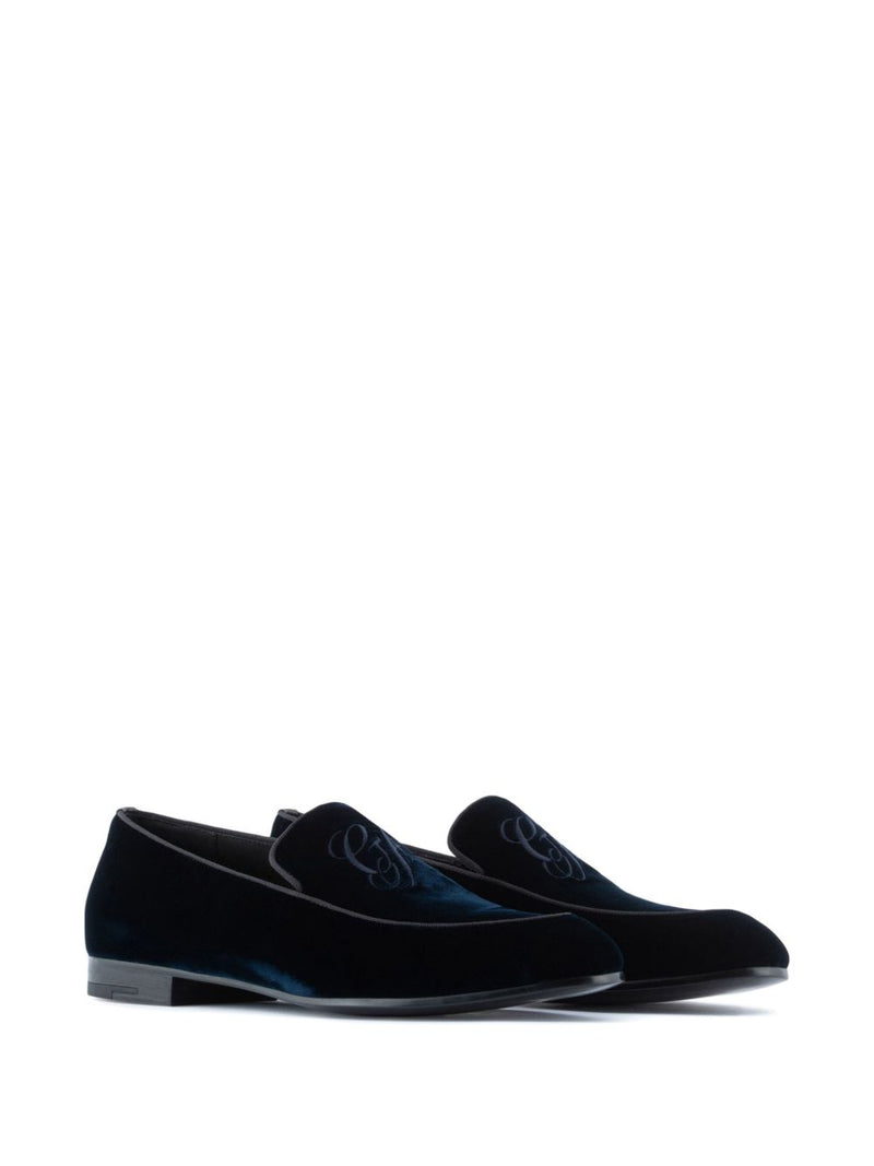 Giorgio Armani Giorgio Armani Embroidered logo velvet loafers