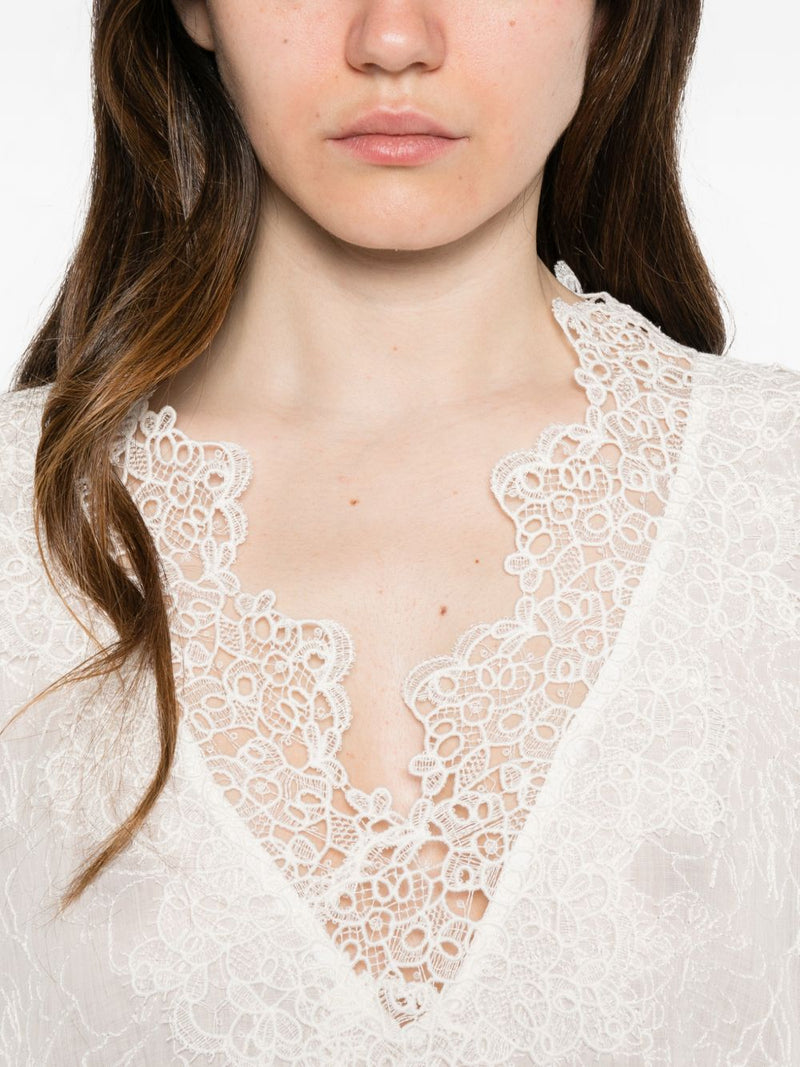 Ermanno Scervino Ermanno Scervino V-neck short sleeves scalloped edge Long kaftan