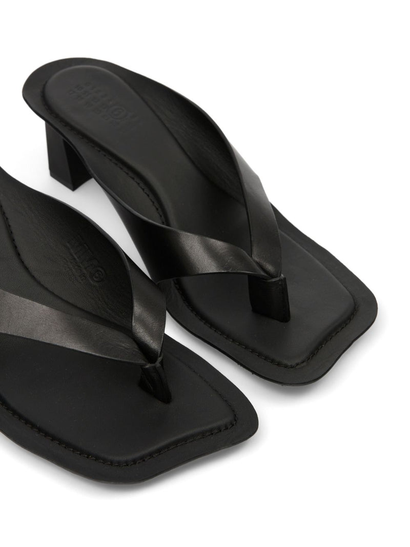 MM6 Maison Margiela T-Strap Block Heel Sandals | Urb... | Urbalenti™ NYC