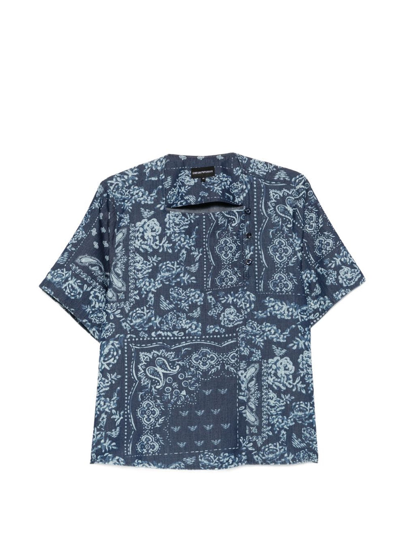 Emporio Armani Floral Print Cotton Top | Urbalenti™ NYC