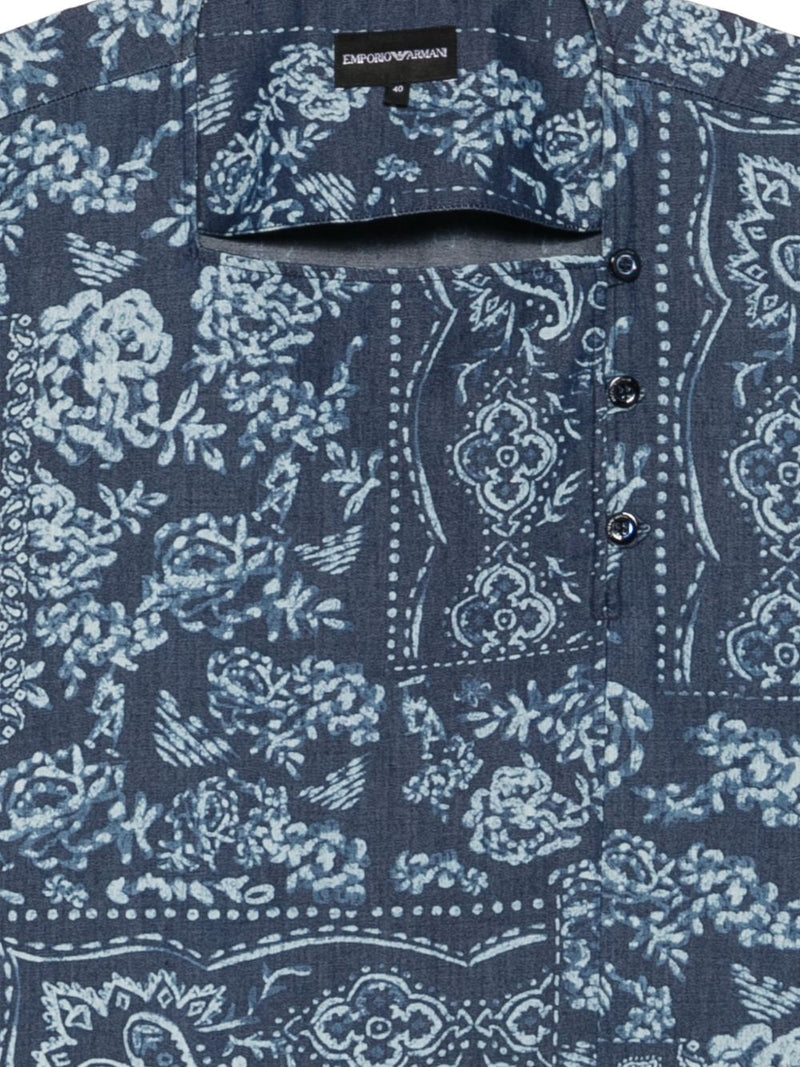 Emporio Armani Floral Print Cotton Top | Urbalenti™ NYC