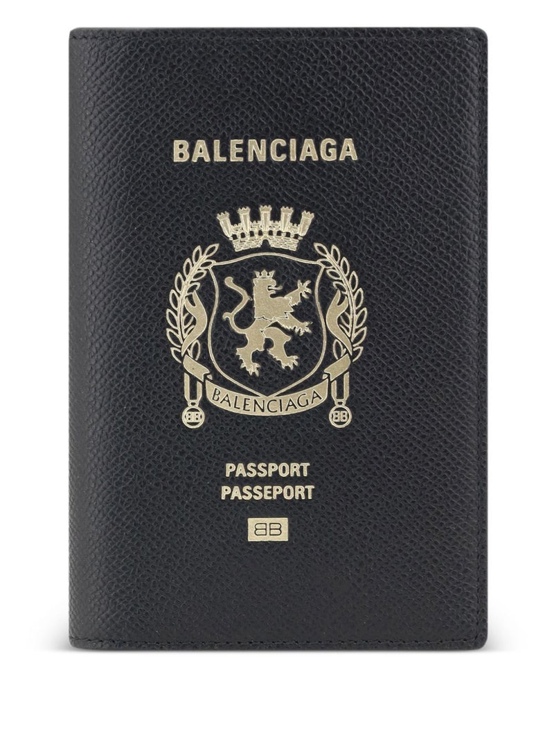 Balenciaga Logo leather passport case | Urbalenti™ NYC