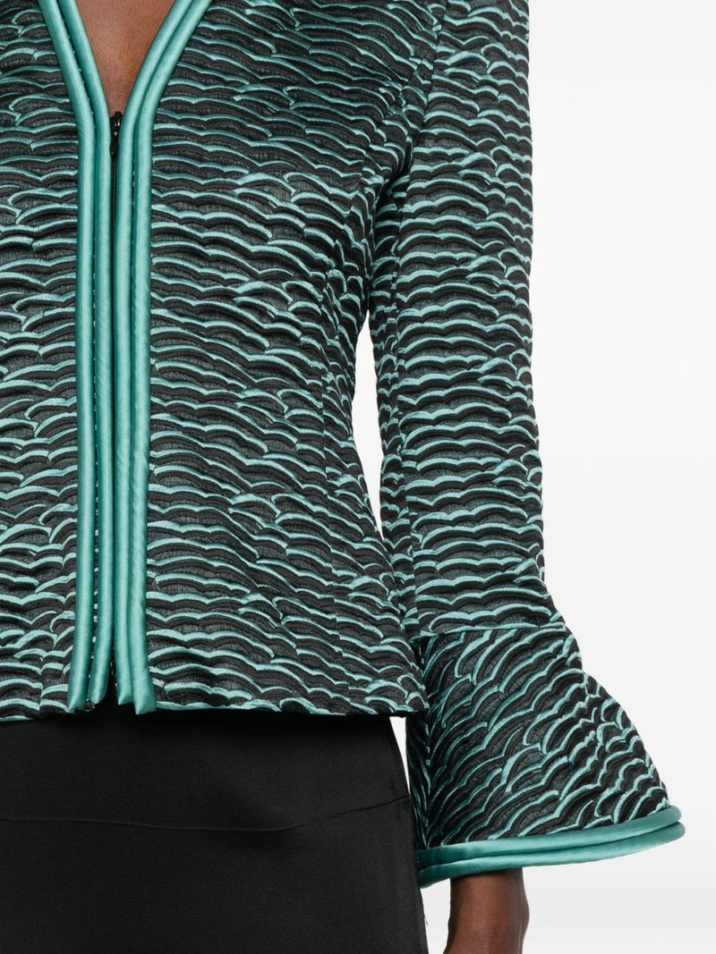 Emporio Armani Wave Pattern Zip-Front Jacket | Urbalenti™ NYC