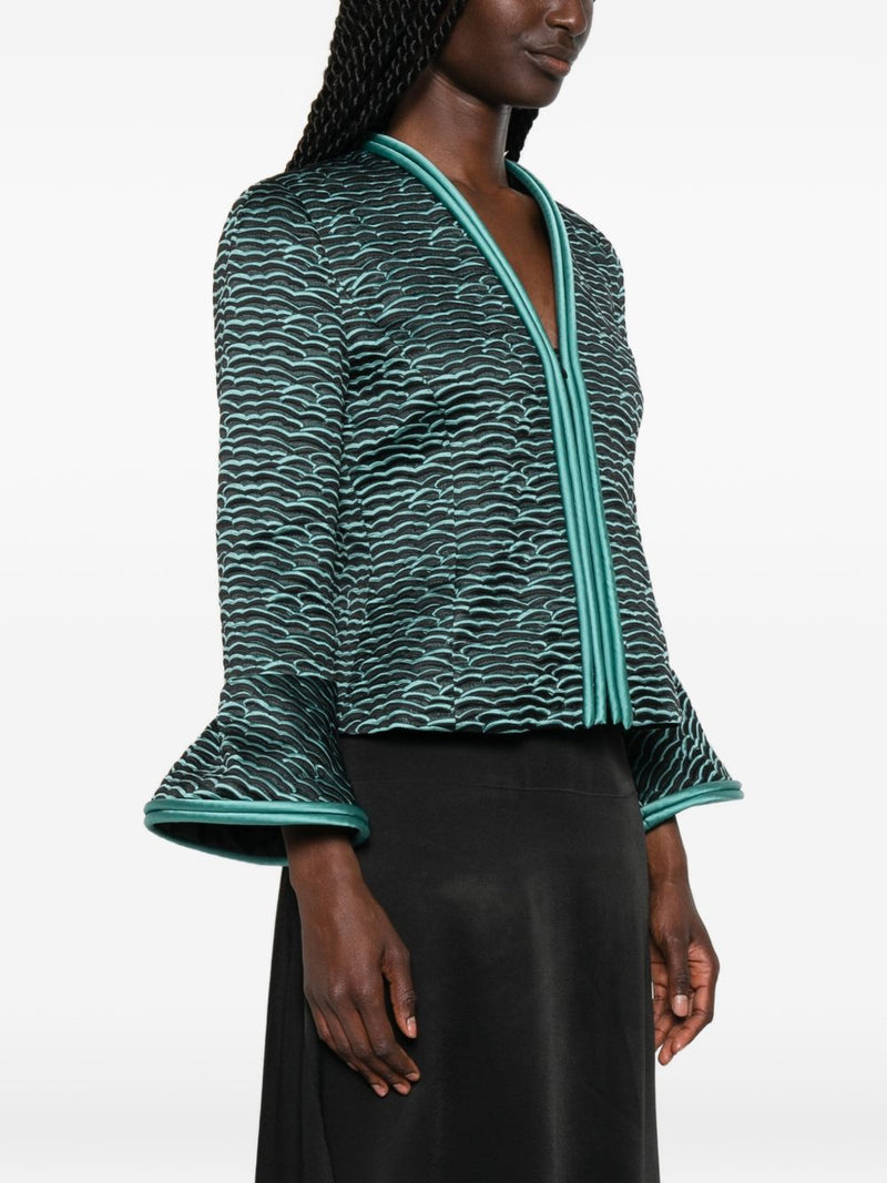 Emporio Armani Wave Pattern Zip-Front Jacket | Urbalenti™ NYC
