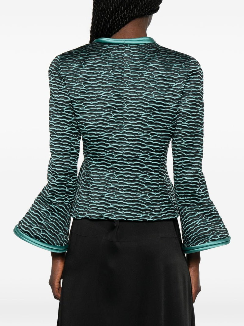 Emporio Armani Wave Pattern Zip-Front Jacket | Urbalenti™ NYC