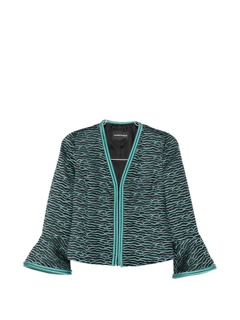 Emporio Armani Wave Pattern Zip-Front Jacket | Urbalenti™ NYC