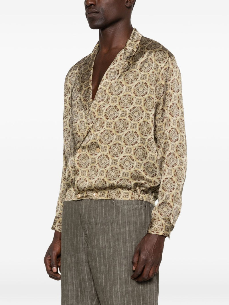 Emporio Armani Geometric Print Double-Breasted Shirt | Ur... | Urbalenti™ NYC