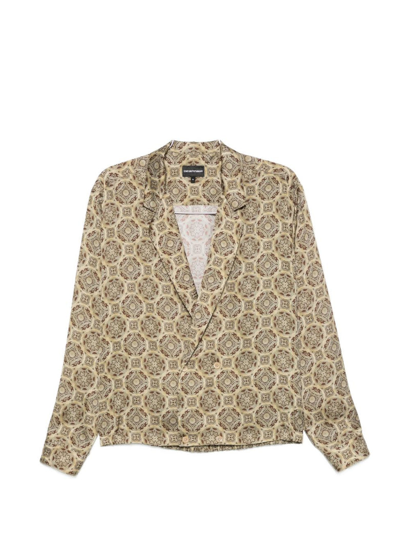 Emporio Armani Geometric Print Double-Breasted Shirt | Ur... | Urbalenti™ NYC