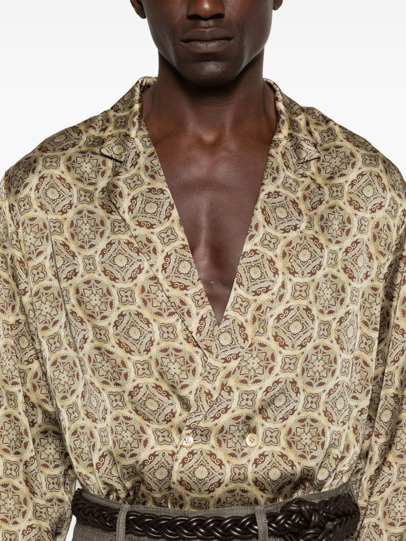 Emporio Armani Geometric Print Double-Breasted Shirt | Ur... | Urbalenti™ NYC