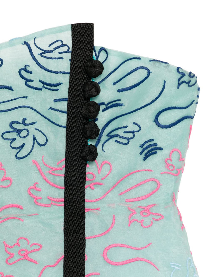 Emporio Armani Floral Embroidery Strapless Top | Urbalenti™ NYC