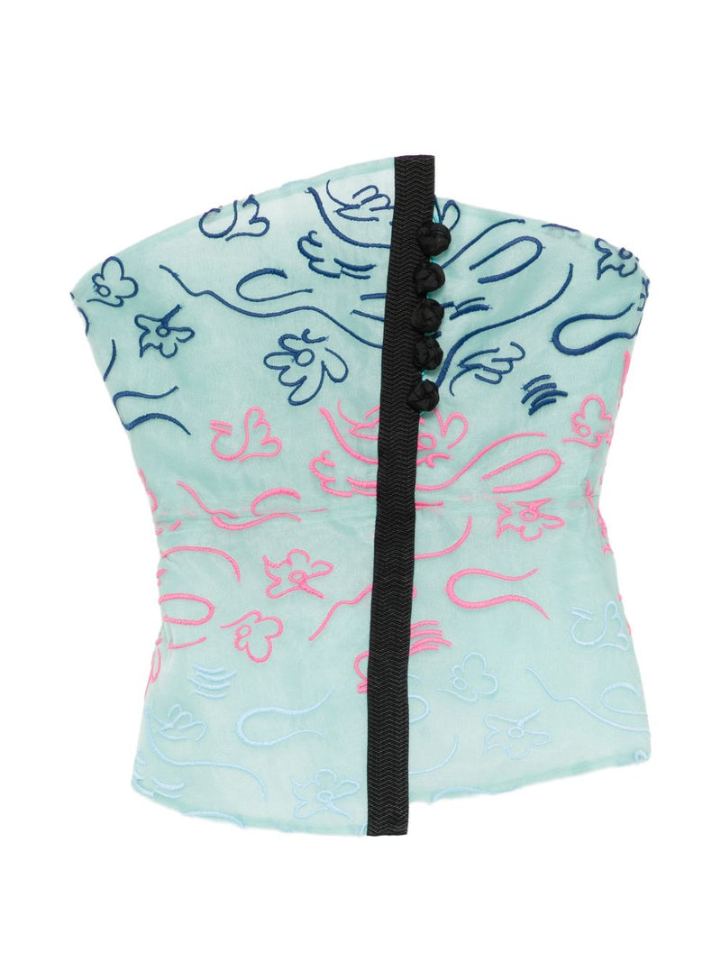 Emporio Armani Floral Embroidery Strapless Top | Urbalenti™ NYC