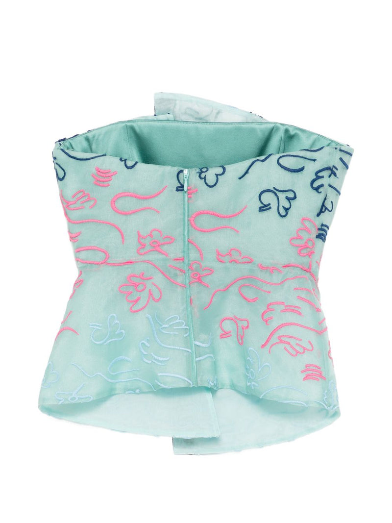 Emporio Armani Floral Embroidery Strapless Top | Urbalenti™ NYC