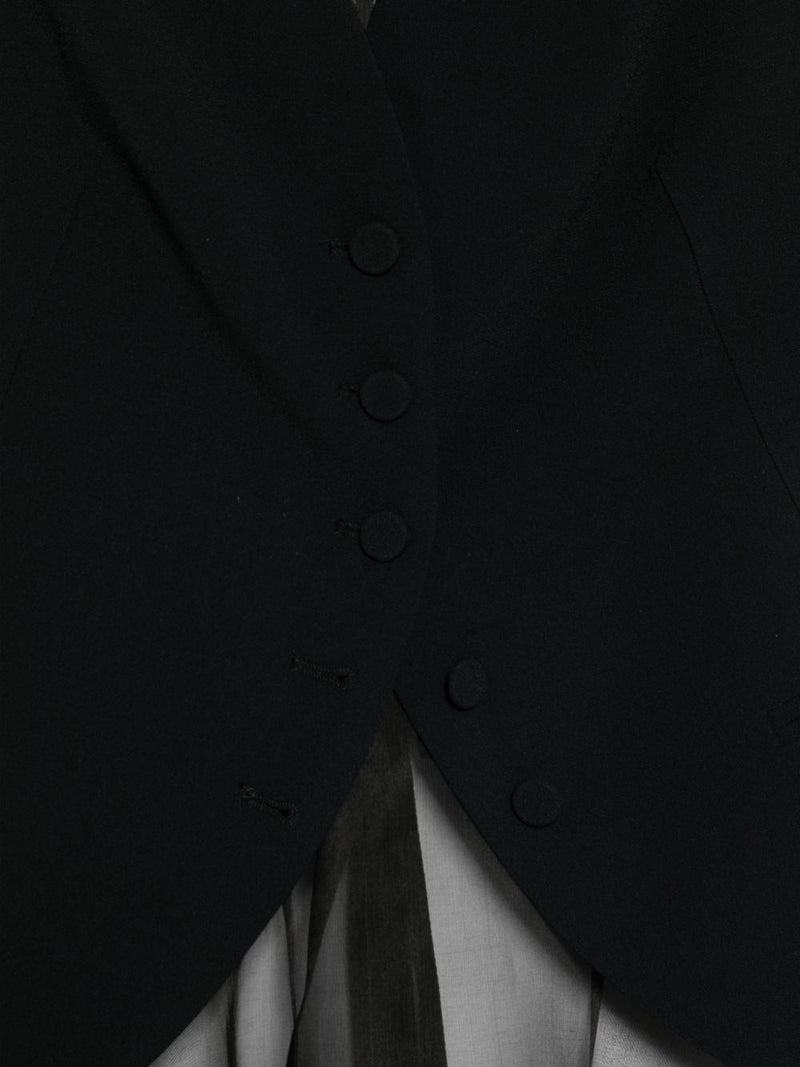 Emporio Armani V-neck sleeveless rear strap detail pointed hem | Urbalenti™ NYC
