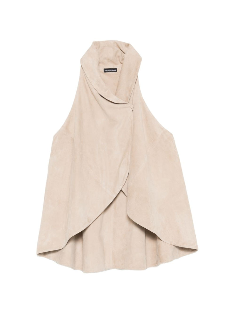 Emporio Armani Goat Leather Suede Sleeveless Top | Urbalenti™ NYC