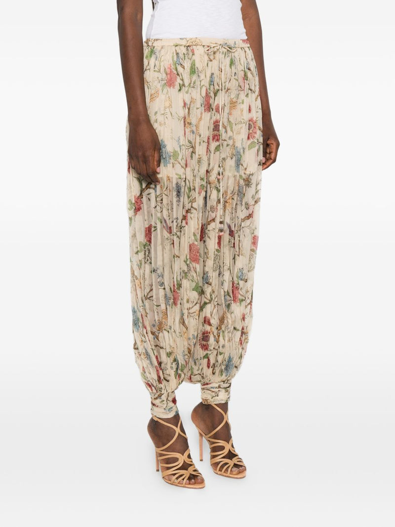 INTO THE EAST Into The East Printed Silk Trousers