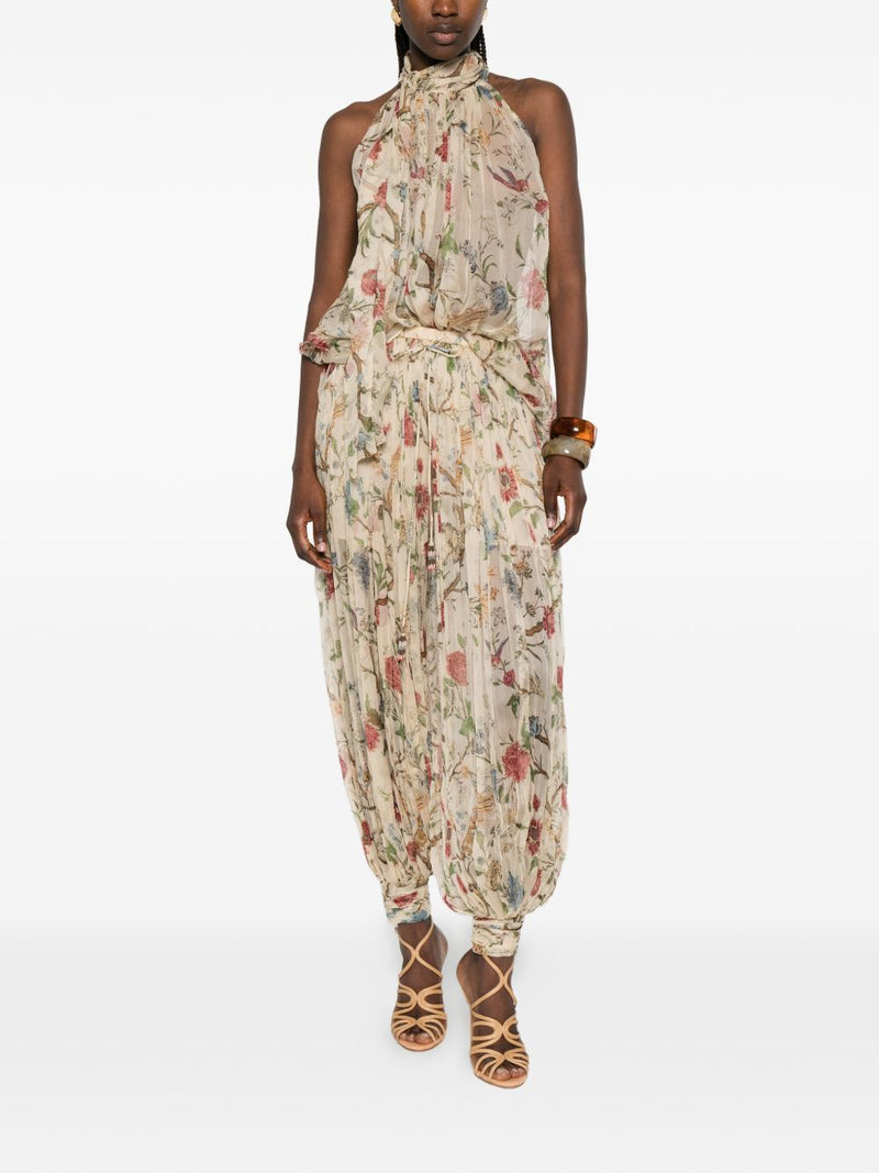 INTO THE EAST Into The East Printed Silk Trousers