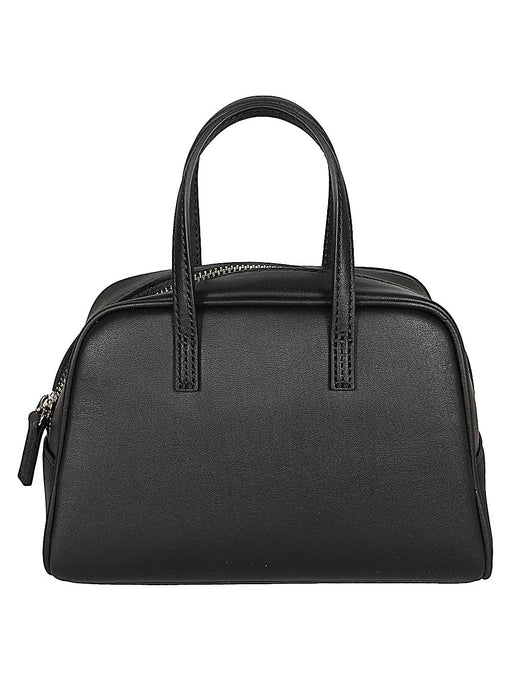 032C Black Leather Mini Boston Handbag with Zip Closure & Internal Pocket, showcasing its sleek design and high-quality black leather exterior, perfect for elevating your accessory game.