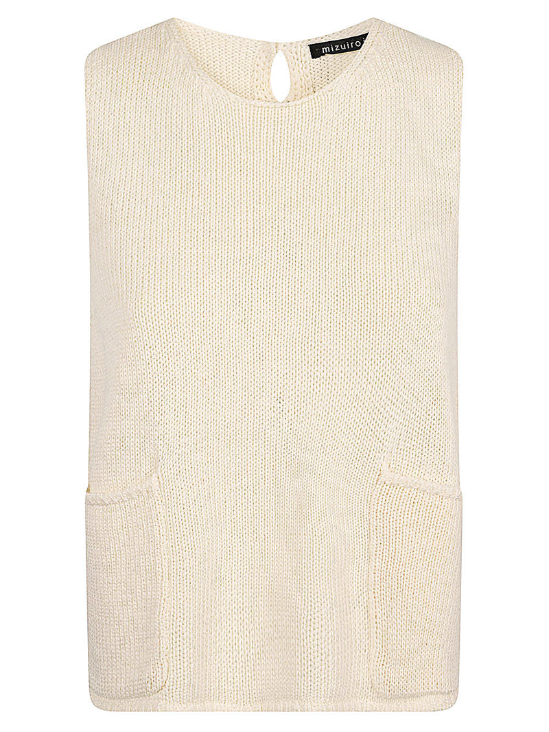 032C MIZUIRO Cotton Vest showcasing a stylish low-gauge design with a textured finish, perfect for modern wardrobes. Offered by Urbalenti™ NYC.