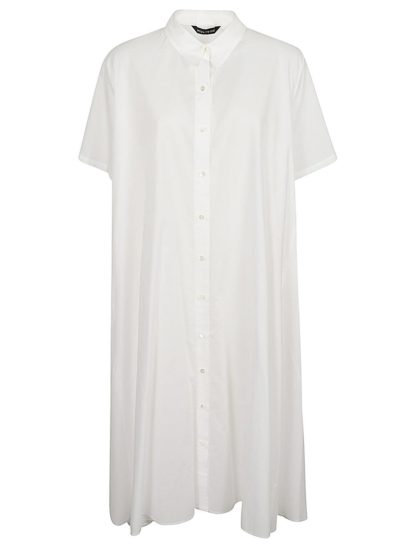 Vestido Camisero de Algodón 032C Mizuiro de Manga Corta con Silueta Acampanada